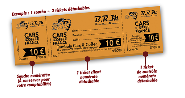Tickets à Souche  Carnet de Billets de Tombola pour tirage au sort
