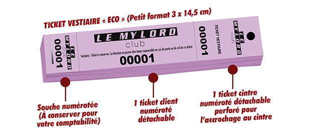carnets de tickets de vestiaire eco Le Mylord