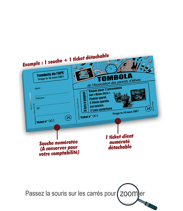 TICKETS DE TOMBOLA Carnet de tickets VERT (Carnet avec coupons