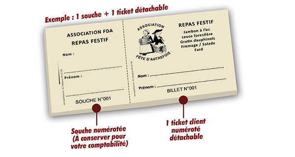 billetterie ticket repas association